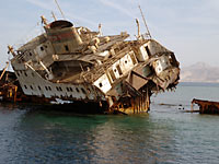 A ship on coral reef