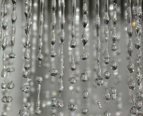 Macro photo. Various drops in
      shower